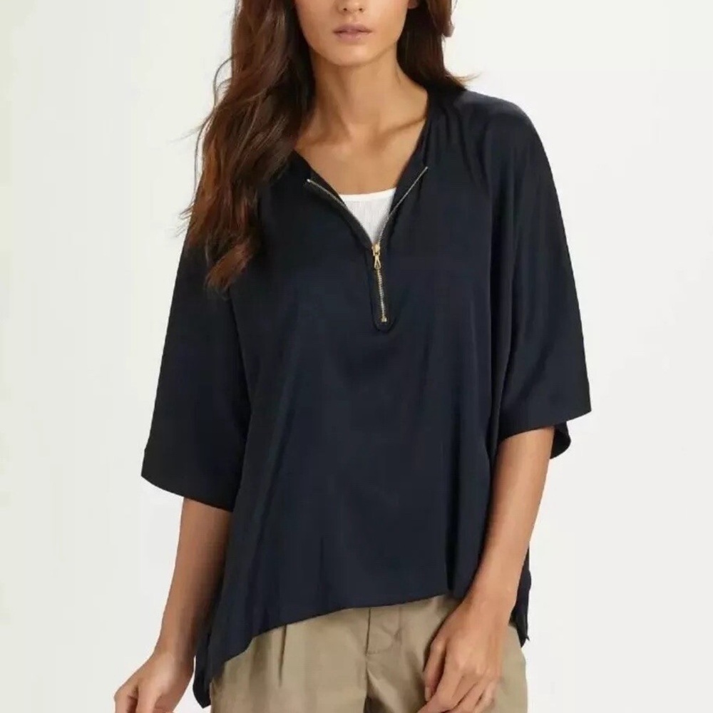 Vince quarter Zip silk Top
